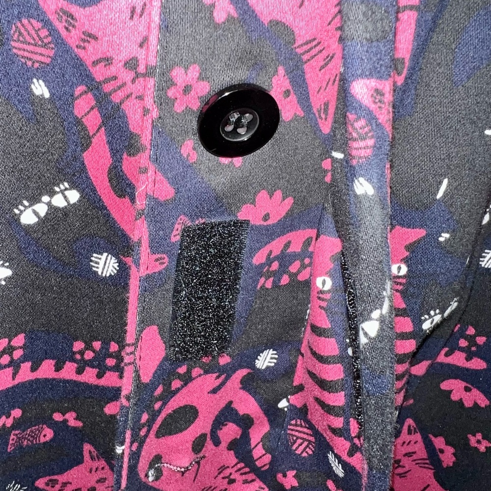 SALE! CAT COAT 🐈‍⬛ Miss Lulo Whimsical Feline Print Duster Cardigan Jacket L - Picture 2 of 6